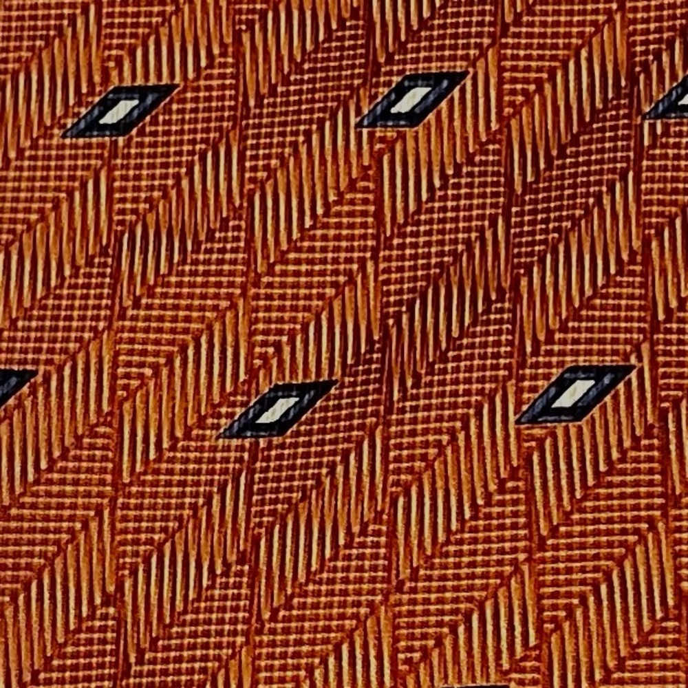 NAUTICA 100% Silk Designer Tie‎ Orange Geometric Business Casual Preppy Necktie - Picture 3 of 6